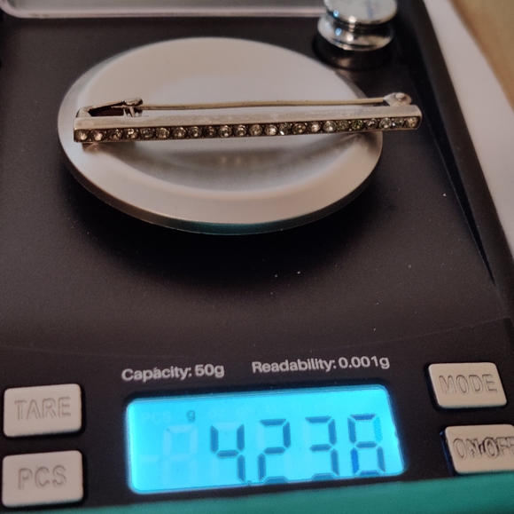 Antique Edwardian French Bar Pin Sterling Silver - Picture 7 of 14